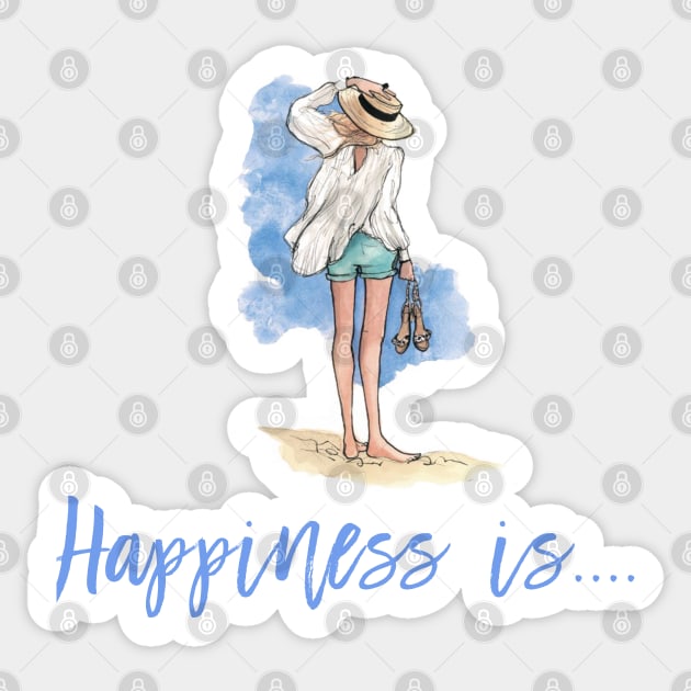 Girly Happiness is on the beach cute T shirt Sticker by nounejm